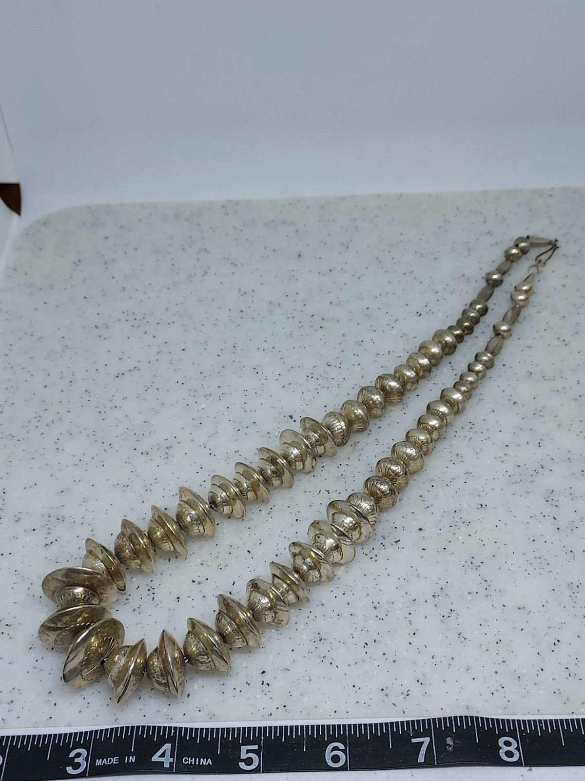 Native American 24″ – 96g Sterling Silver Navajo Pearls Necklace – Awesome!