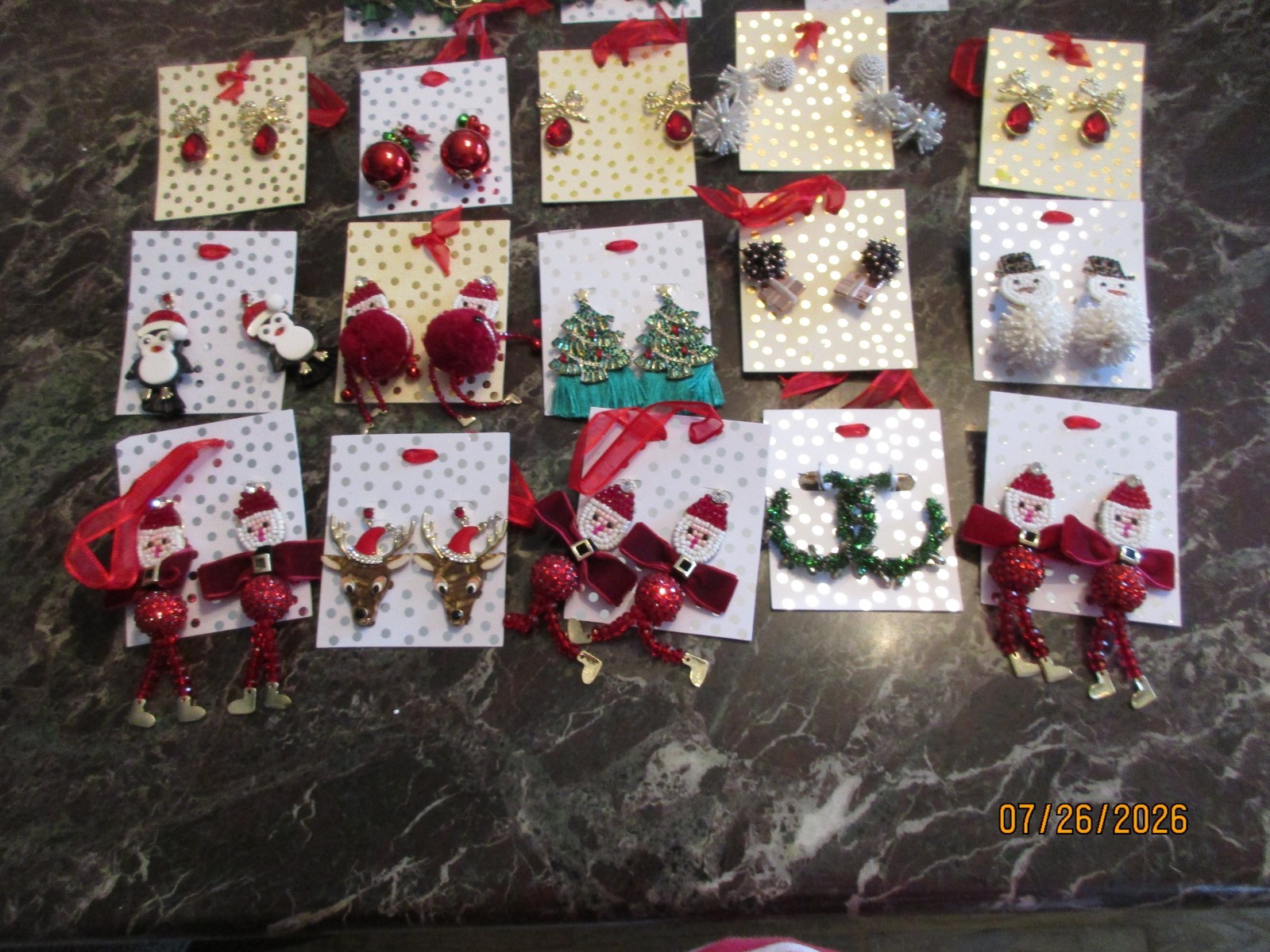Lot 18 Assorted FANCY Christmas Holiday Earrings Xmas Earring Lot