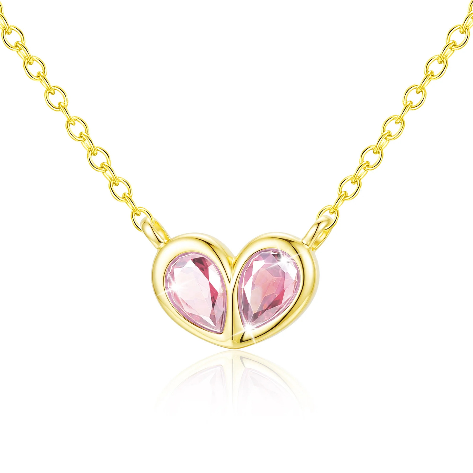 APSVO 18K Gold Plated Love Heart Necklaces for Women Girls Octorber Birthstone P
