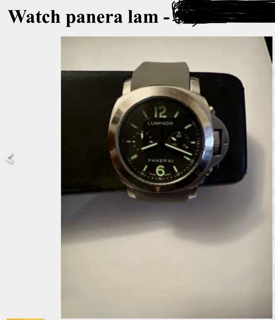 Panerai Luminor 44mm Automatic Black Dial Gray Rubber Strap 300m Men’s