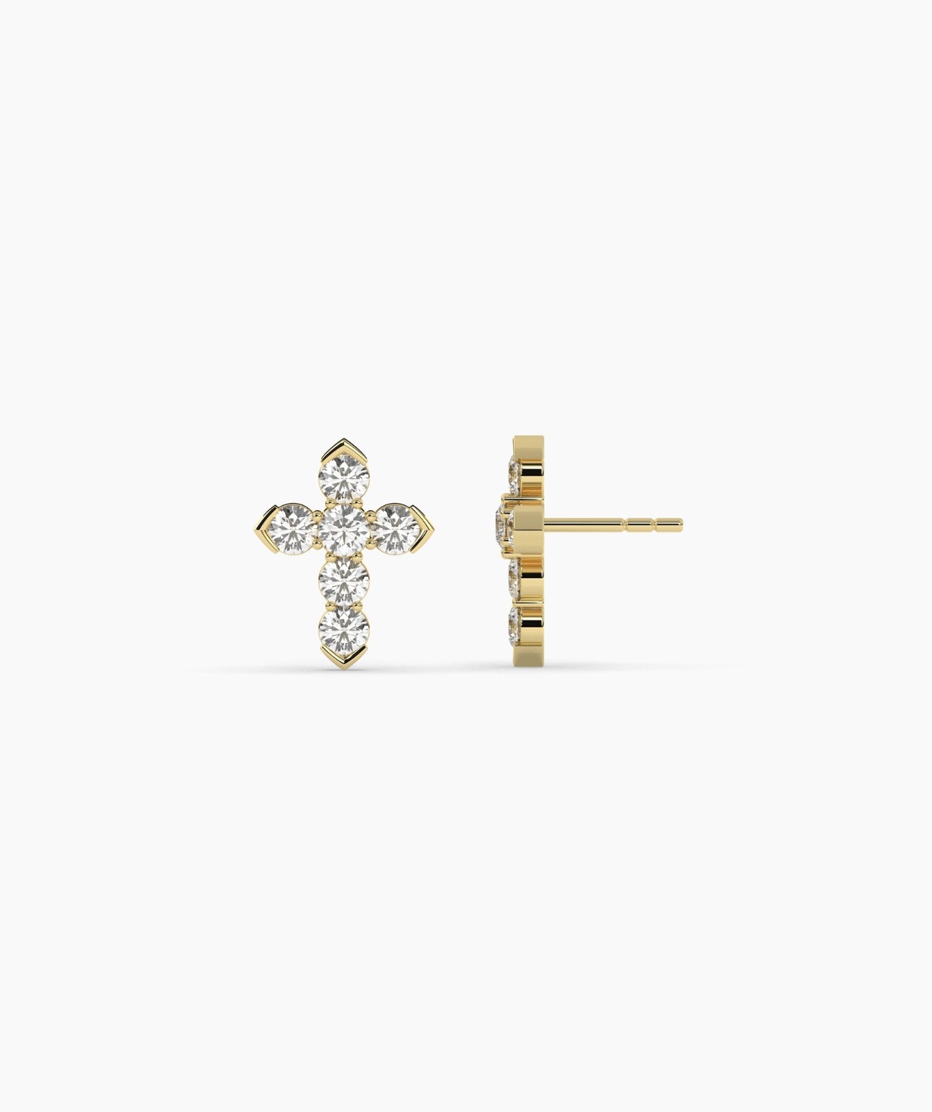 0.17 Ct Round Lab Grown Diamond 14K Gold Six Diamond Cross Stud Earrings For Her