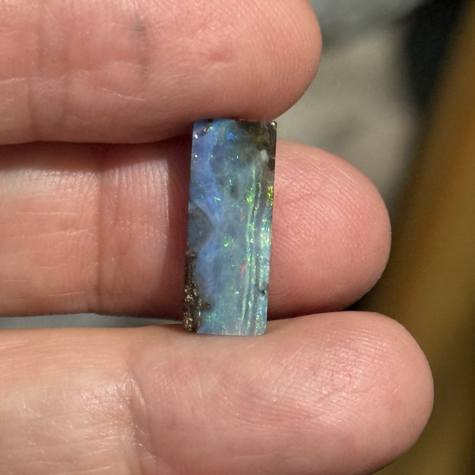 6ct 17.4×6.8×3.9mm Blue Australian Boulder Opal Split Cabochon Gem