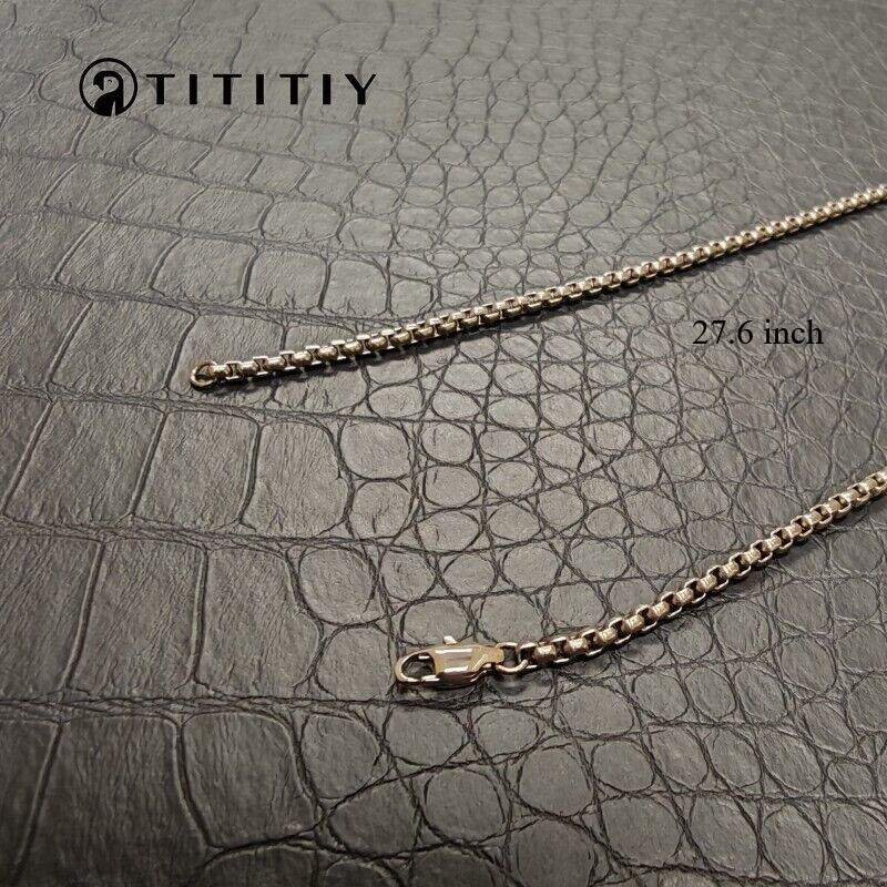 Pure Titanium Necklace with 3mm Square Box Chain Anti Allergic Classics 27.6inch
