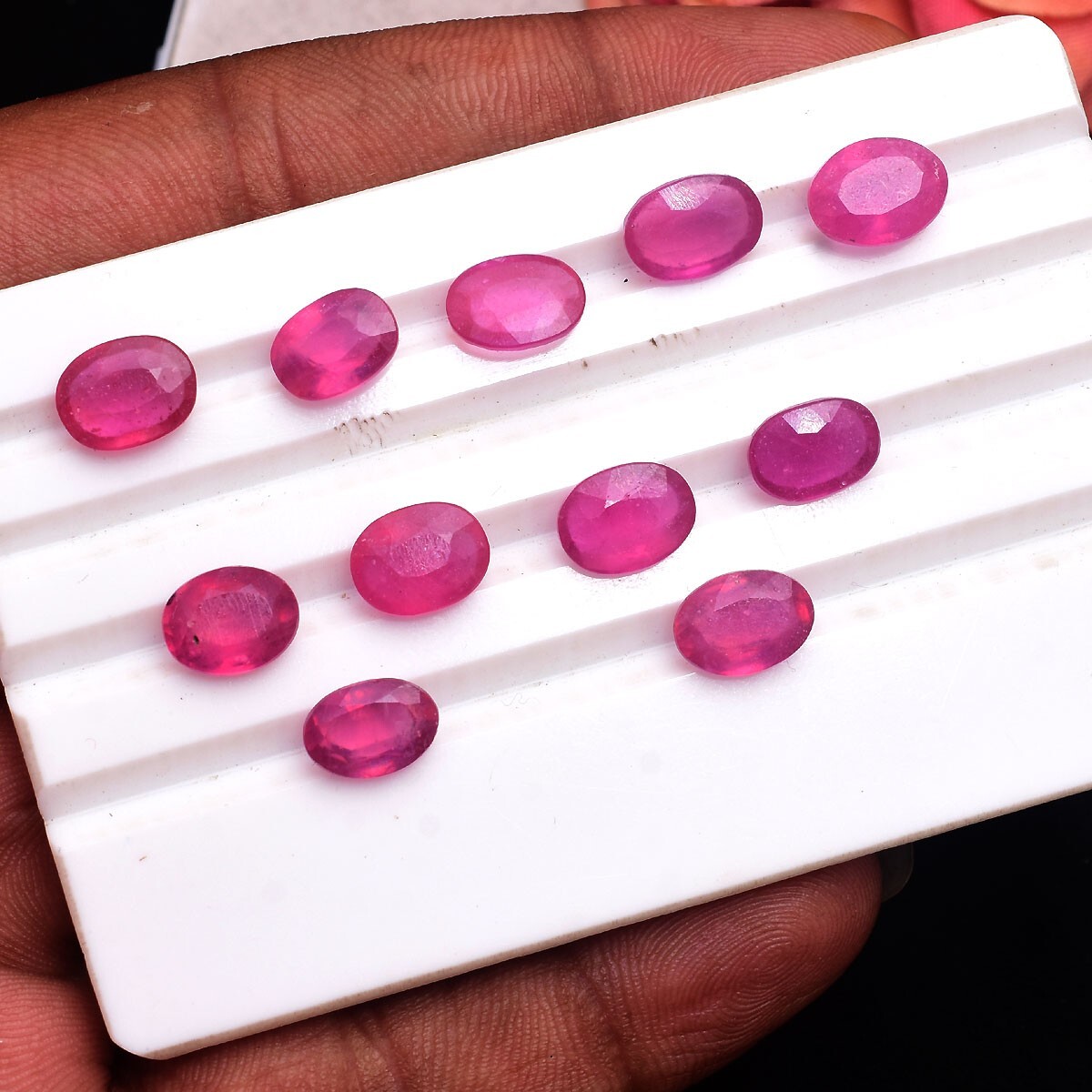 11 Pcs Natural Ruby Stunning Red 8mm-9mm Oval Faceted Cut Loose Gemstones Lot
