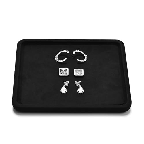 Microfiber Jewelry Display Flat Tray for Rings Earrings 20 * 18 * 1.5cm Black