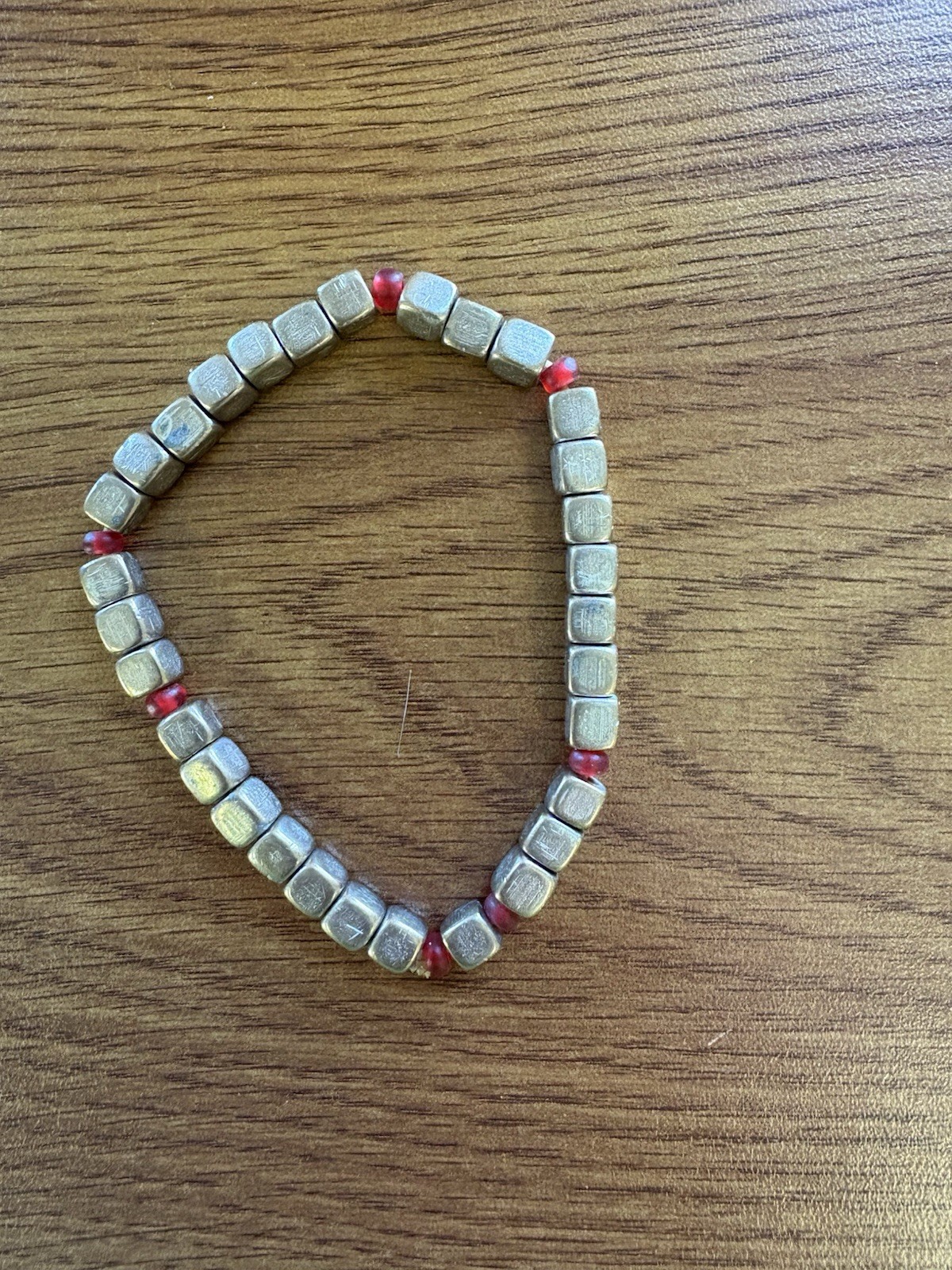 Vintage Set of 5 Stretch Bracelets Silver Red Turquoise Burgundy Boho/Southwest