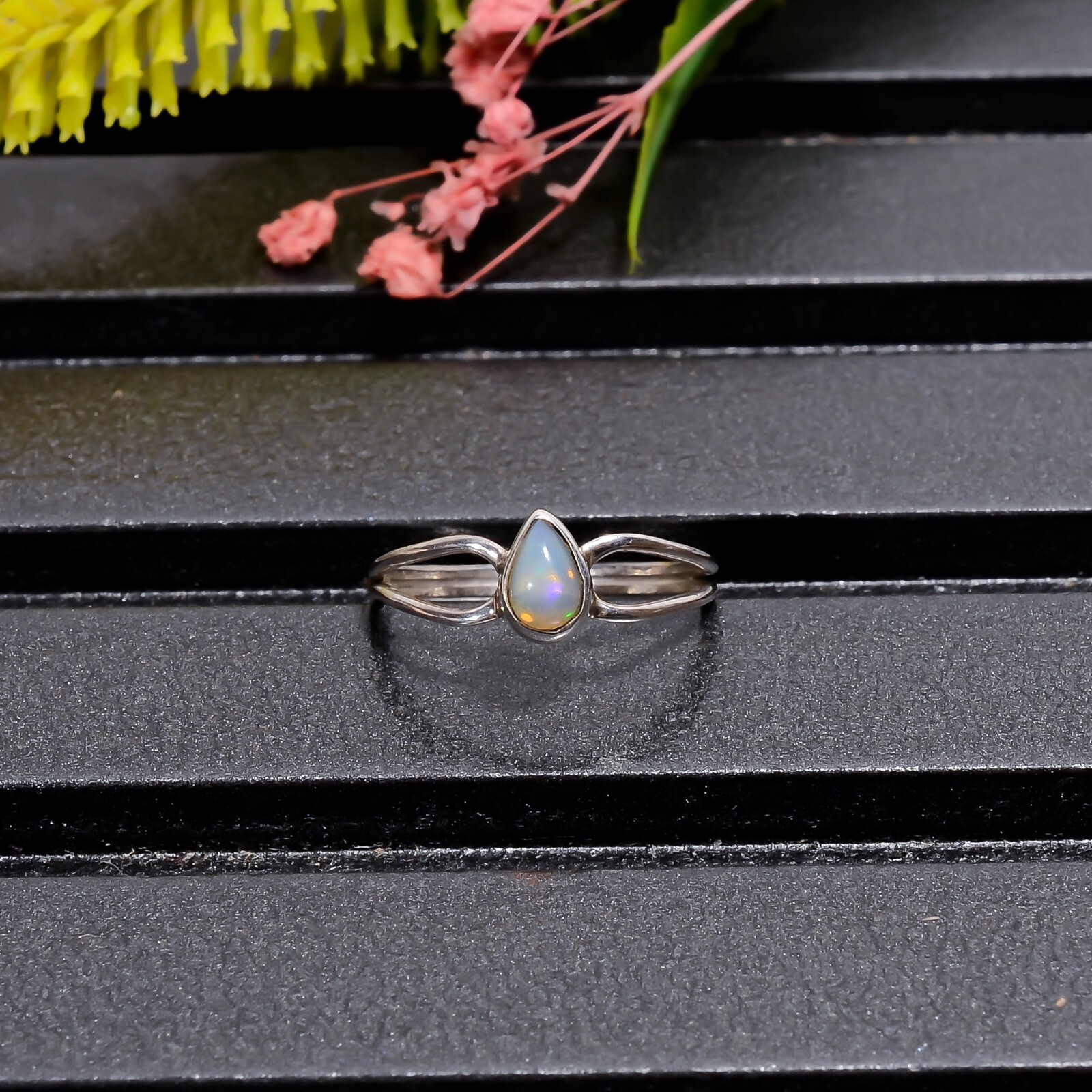 925 Sterling Silver Natural Welo Fire Ethiopian Opal Ring 6.5 US Gift For Her