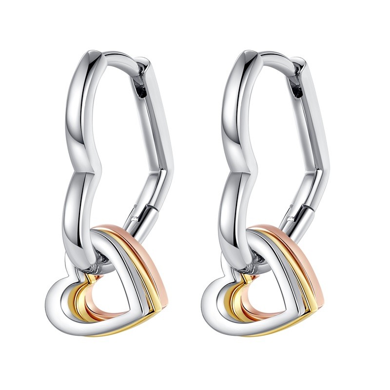 KUNSIR 925 Sterling Silver Heart Charm Drop Dangle Hoop Earrings For Women Gifts
