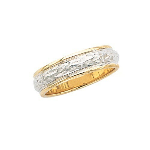 14k two Tone Gold Wedding Band Ring 6 mm size 4 to 13 Beautiful and comfort