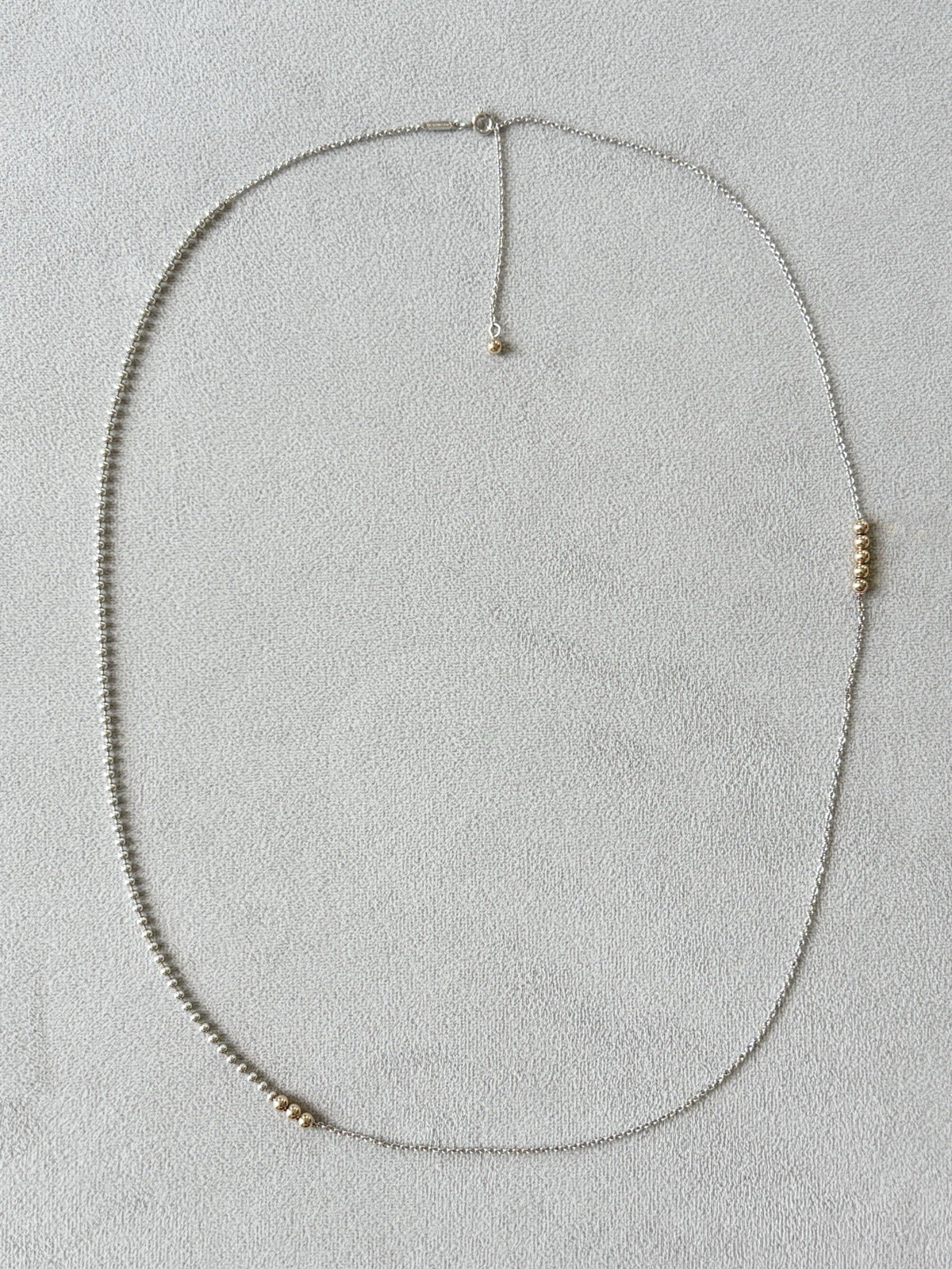 Tiffany & Co Sterling Silver & 18k Gold Mixed Beads Long Necklace 30” 7.69g