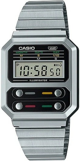 Casio Vintage Digital Chrome Plated Unisex Watch A100WE-1A
