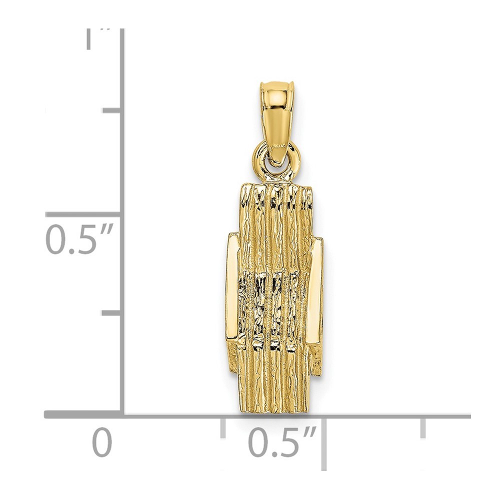 10K Yellow Gold 3-D Lounge Beach Chair Charm Pendant L 14.7mm, 6.2mm