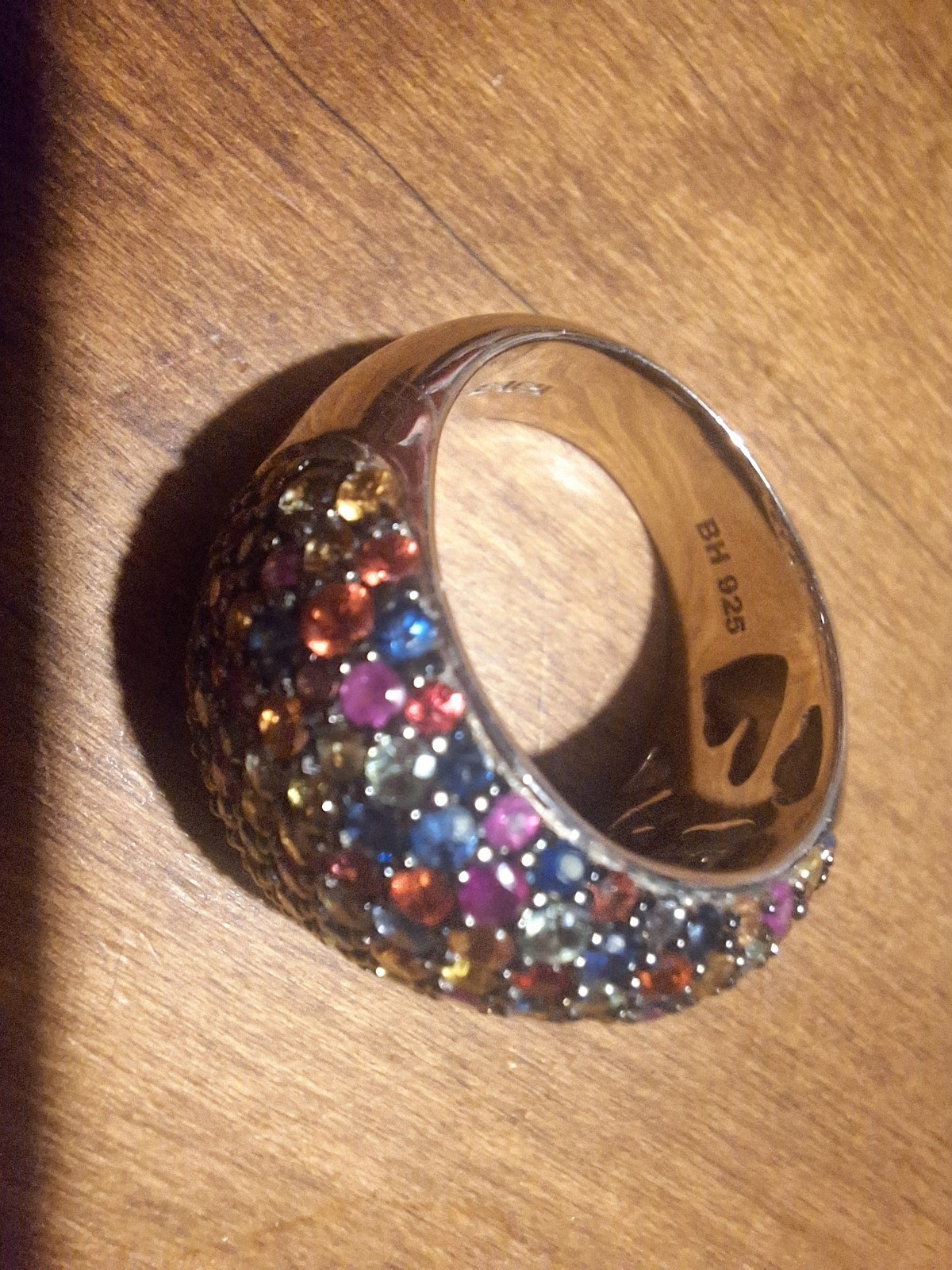 EFFY Splash 925 Sterling Silver Multi-Color Sapphire Pavé Band Ring Size 9