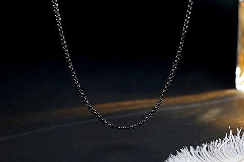 Mens Womens Stainless Steel Black 18.0 Inches long 2mm wide-stainless steel