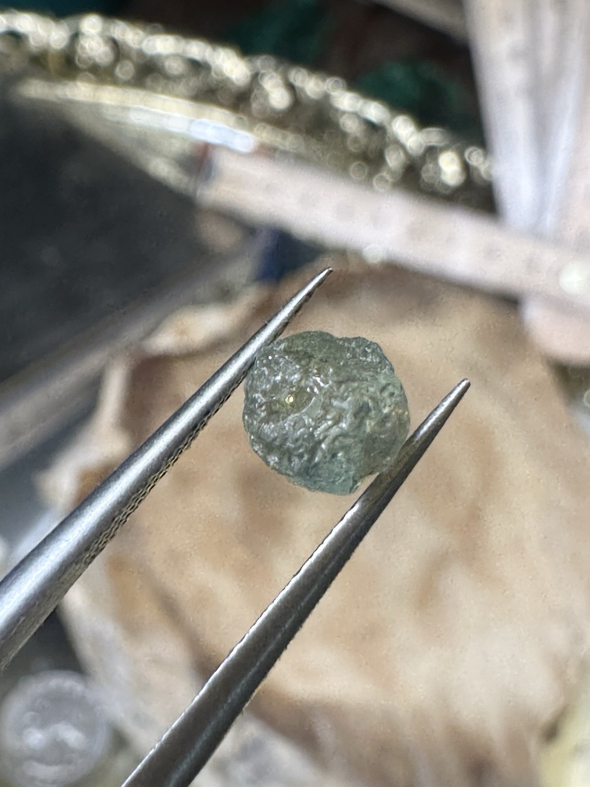 Gorgeous Natural Uncut Green Montana Sapphire 2.00 CT Approx 6x6x5 mm