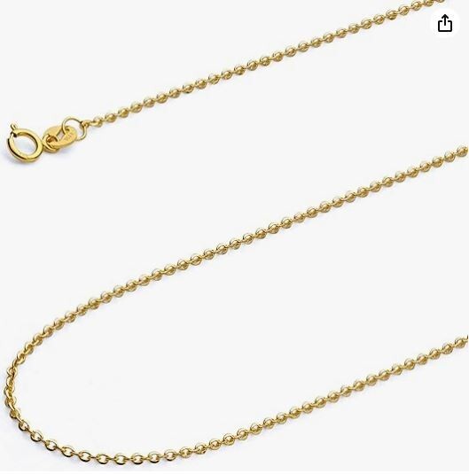 14k Yellow Gold 16″ Solid Cable Link Pendant Chain/Necklace 1.1 mm 1.4 Grams