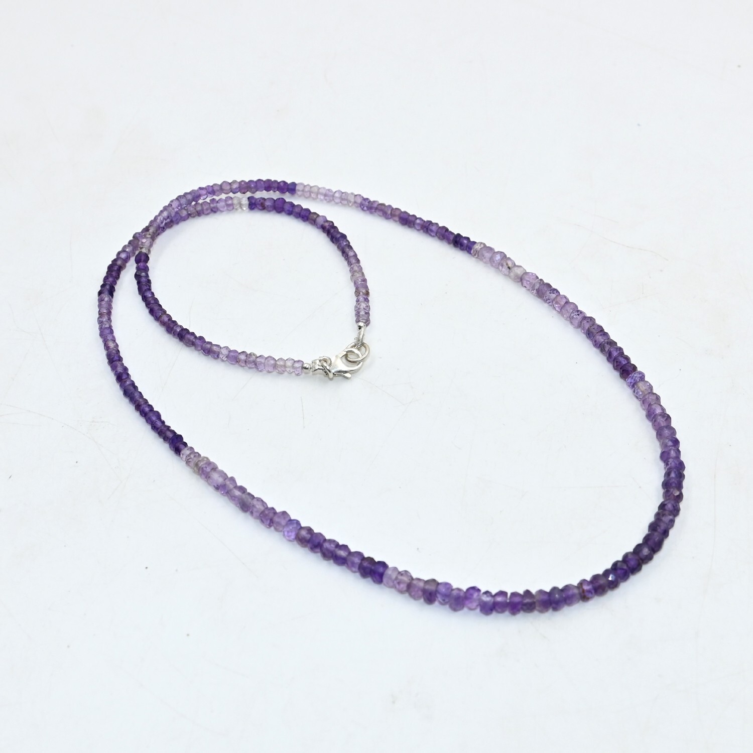 Handmade Amethyst Faceted Bead Necklace, Shaded Round Beaded Choker Necklaces