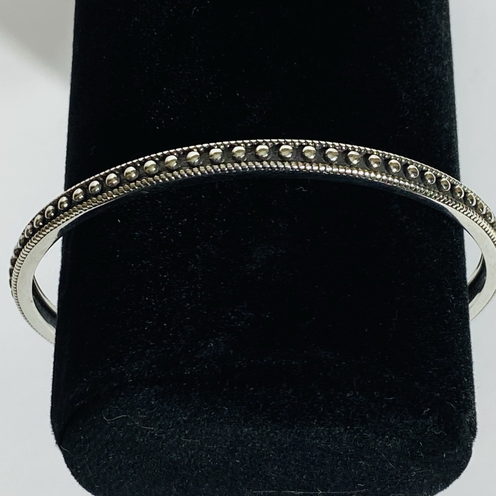 Sterling Silver S925 Beaded Milgrain Open Cuff Bracelet 10g 7″ Vintage Style