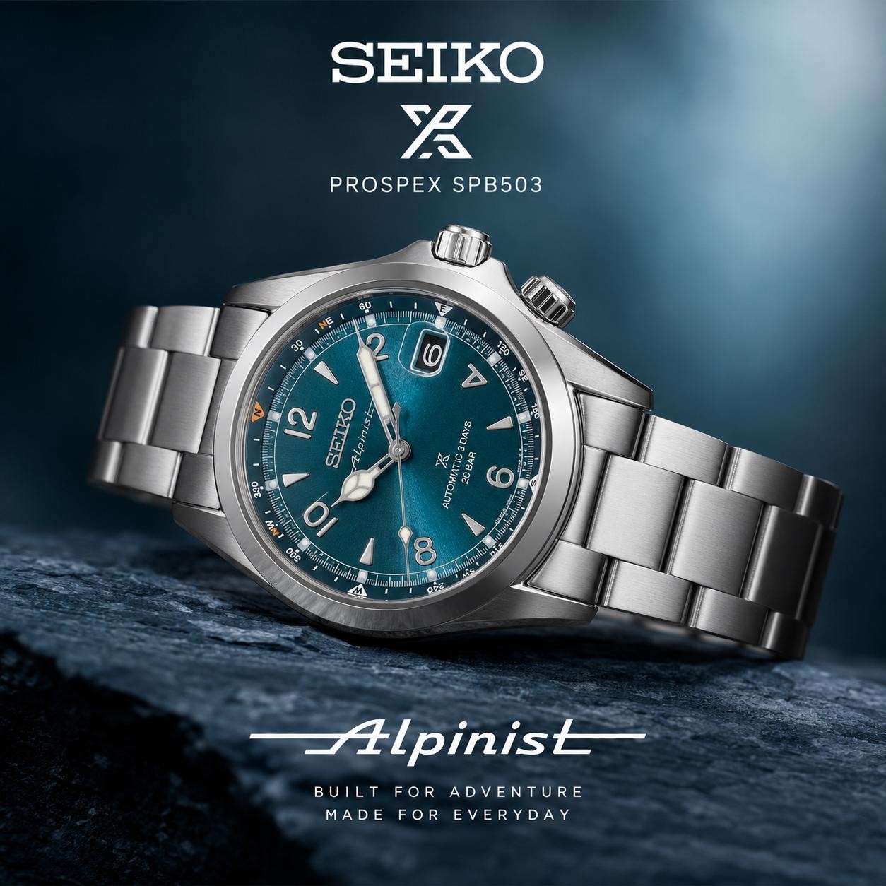 Seiko Prospex Alpinist Mechanical 39.5mm Teal urquoise Dial Watch SPB503