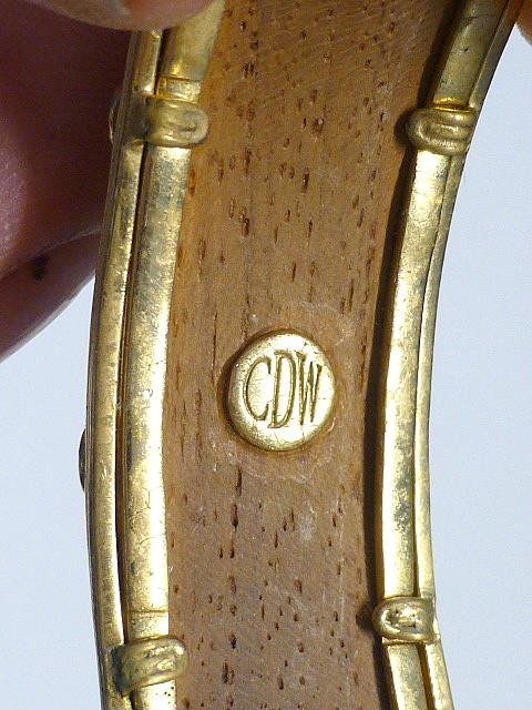 Capucine de Wulf Earth Goddess Gaia Teak Wood Golden Lattice Bangle Bracelet
