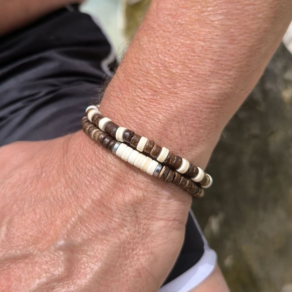Mens Coconut Shell Stackable Surfer Bracelet Coconut Wood Custom Bracelets Set