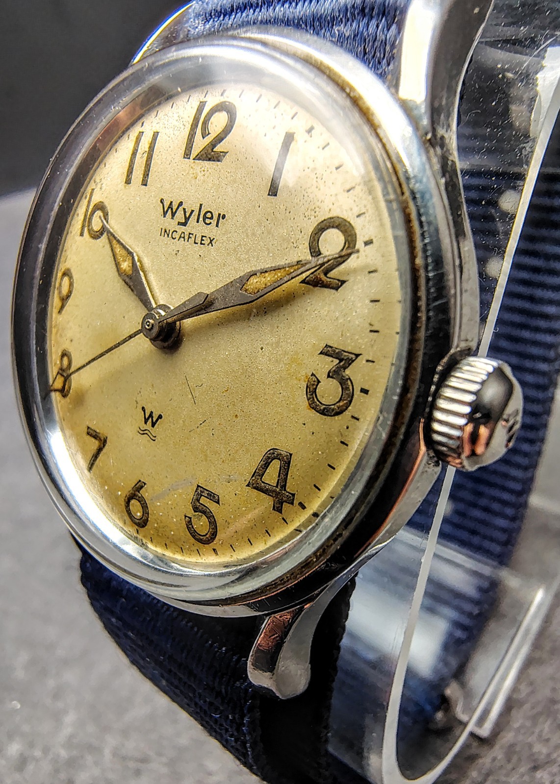 1950s Wyler Incaflex Navigator ETA 1070 Swiss Watch Runs Great Original Crown