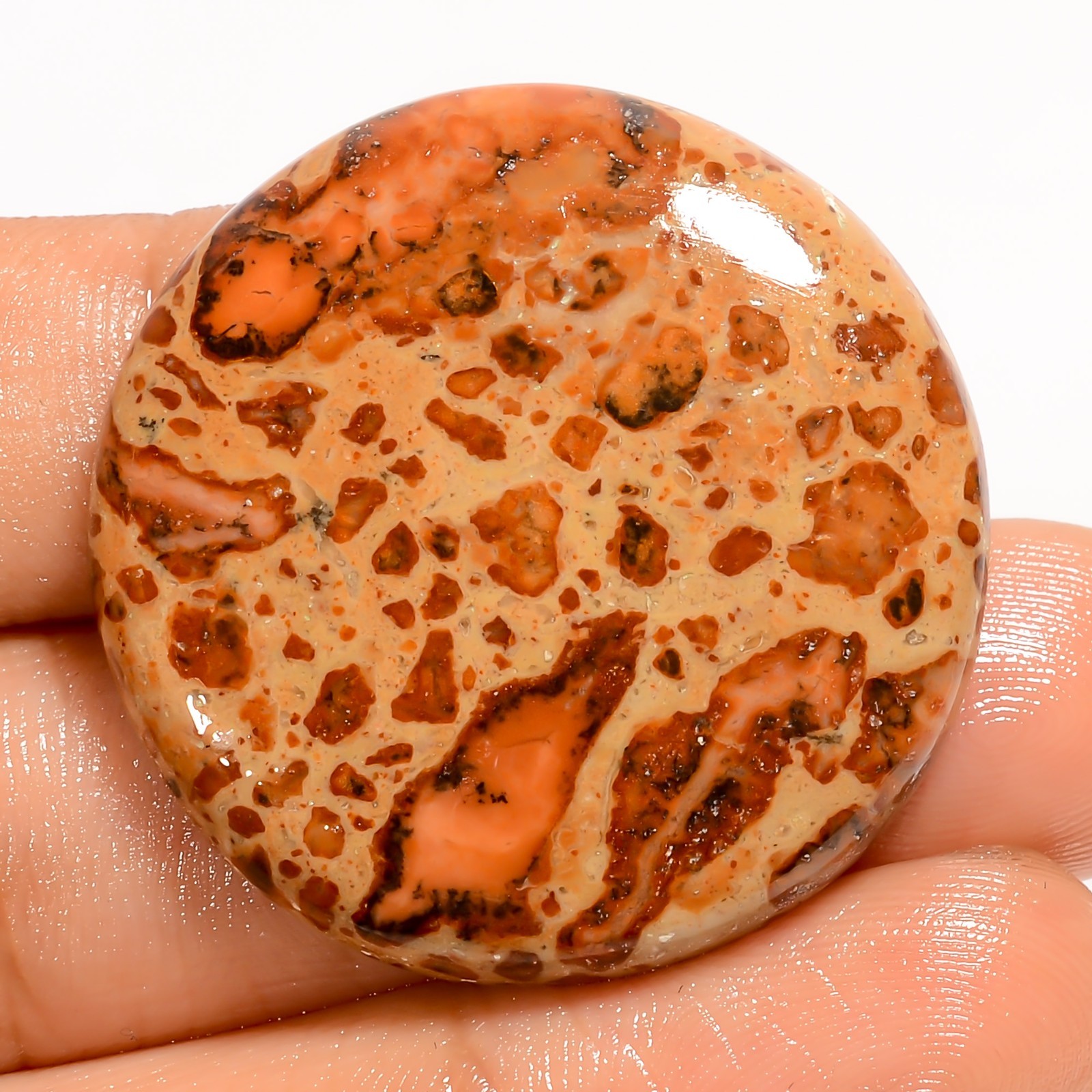 50.5 Ct Natural Asteroid Jasper Round Shape Cabochon Loose Gemstone 32X32X5 mm