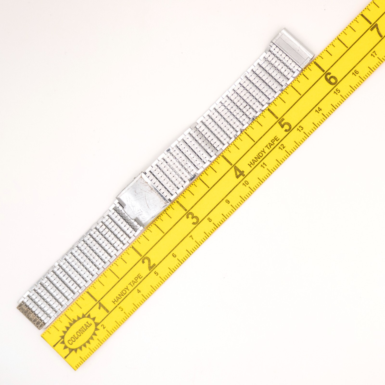 Partial Vintage Gemex 16.0 mm silvertone wristwatch bracelet with trifold clasp