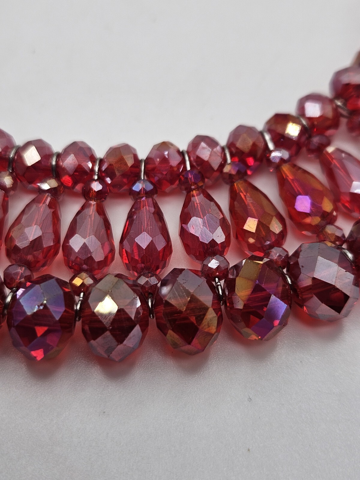 Red Crystal Glass Collar Bib Wide Necklace