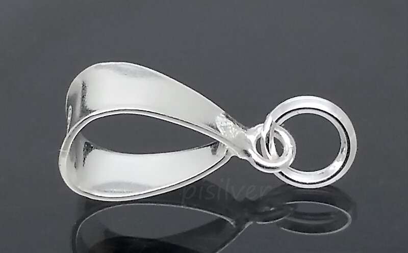 925 Sterling Silver Bail w/Split Ring Charm Pendant Clasp Connector Finding
