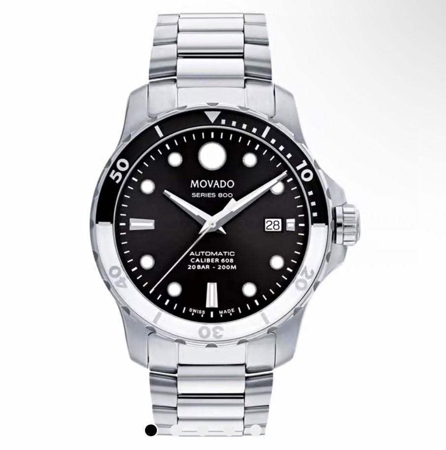 Movado Series 800 Men’s 42mm Automatic Black Dial Date 200m SS Watch