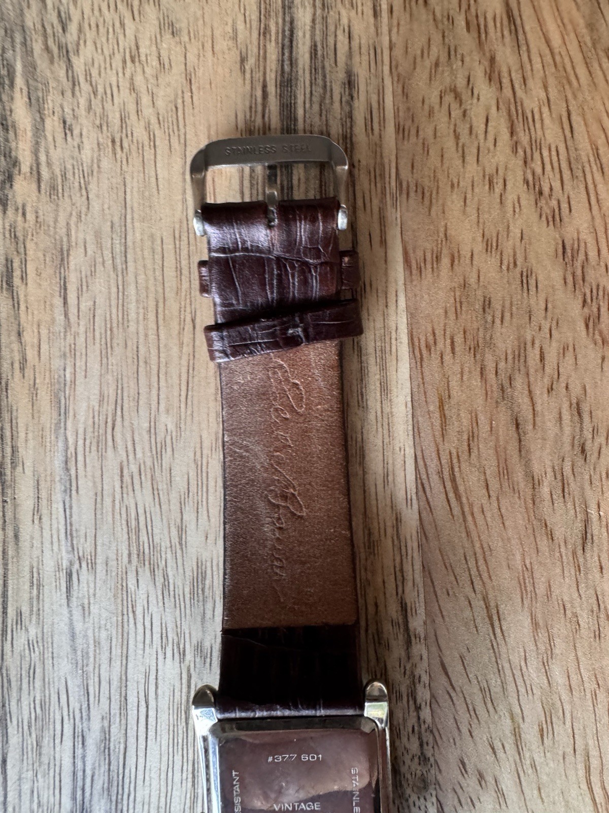 Eddie Bauer Vintage Roman Tank Quartz Watch Brown Leather Strap Japan #0444