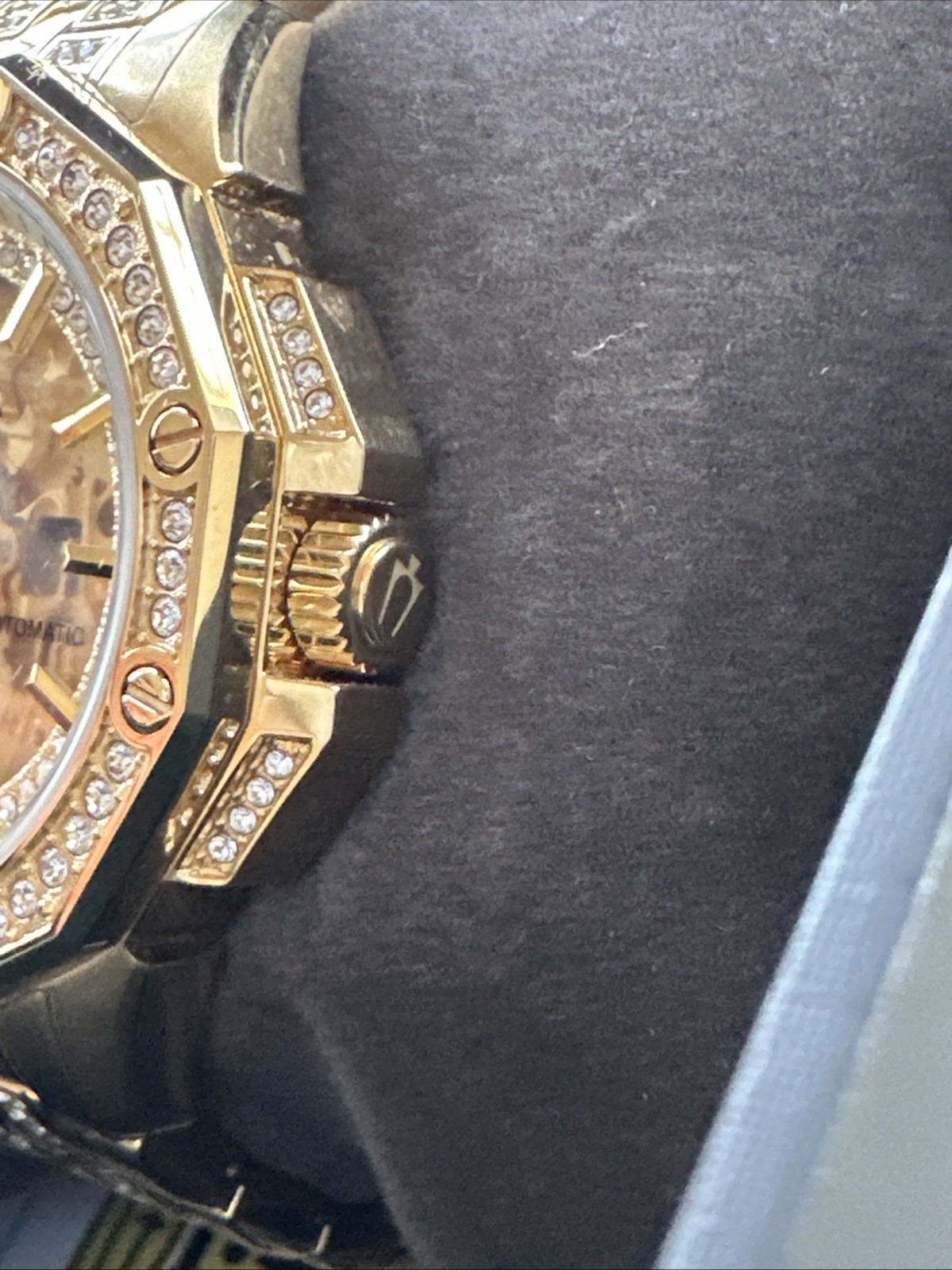 Bulova Men’s Crystal Automatic Skeleton Gold Stainless Steel Watch 42 MM 98A292
