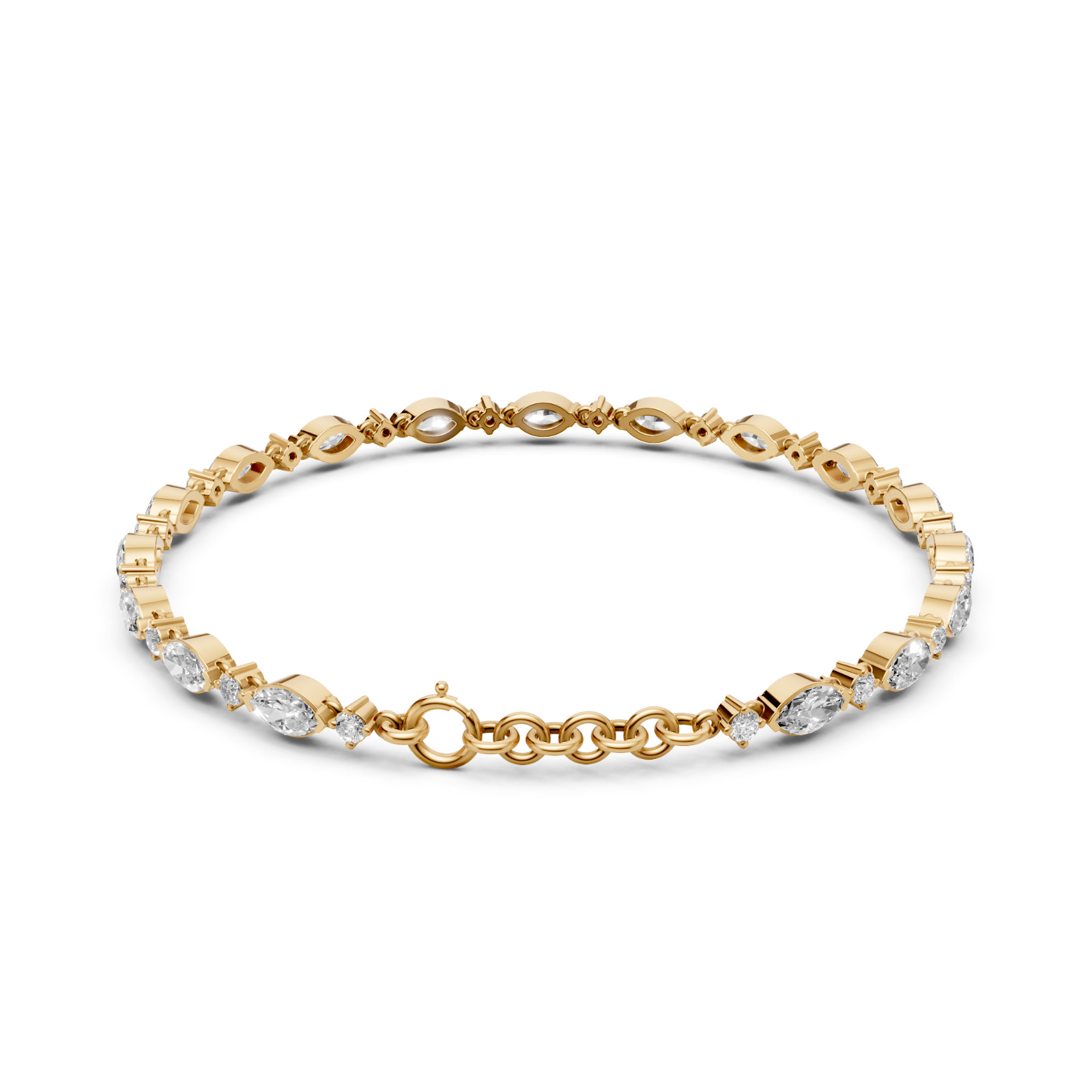 Station Chain Tennis Bracelet Marquise & Round Lab Grown Diamond
