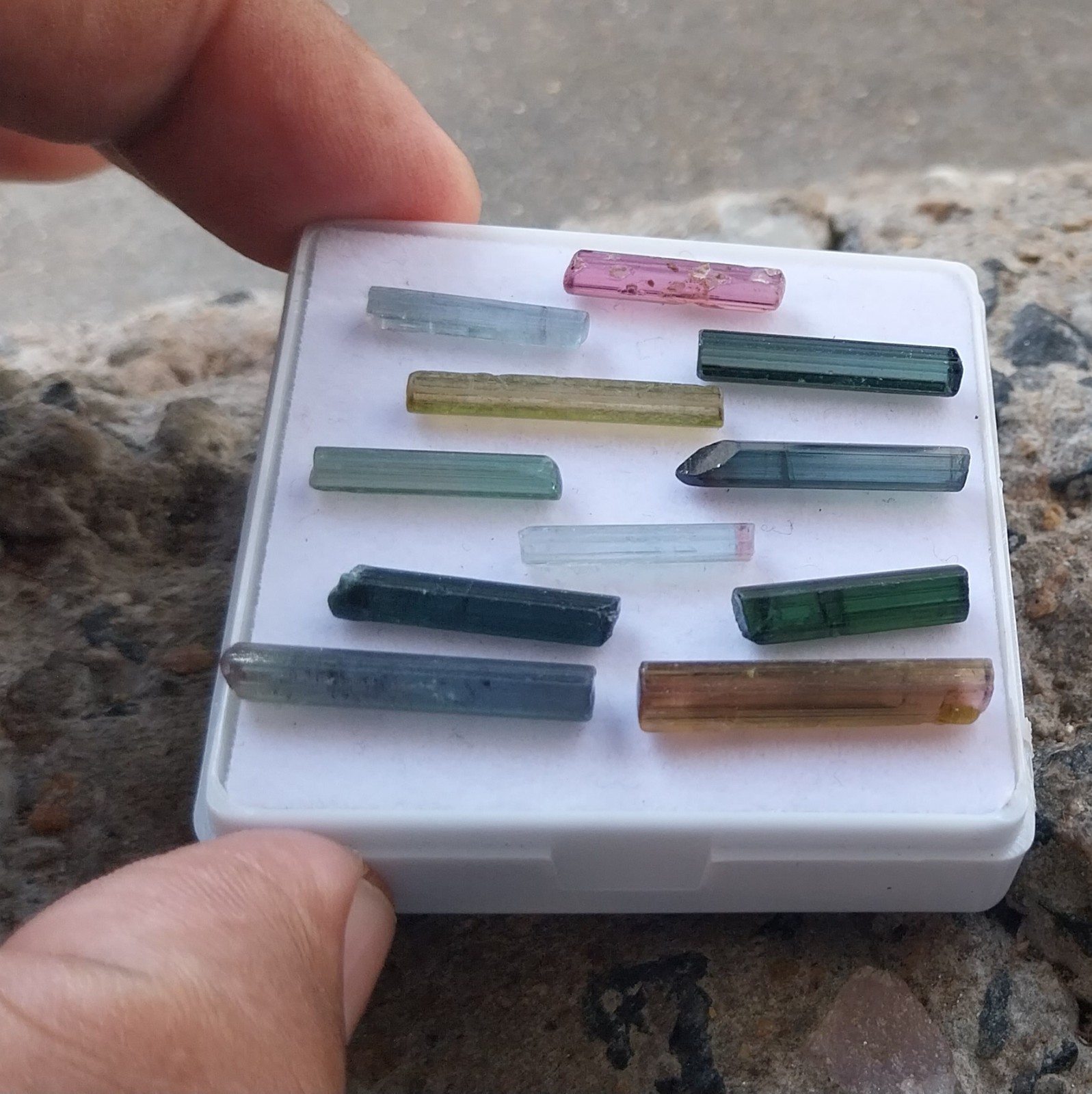 24 Ct 15 to 21 MM Natural Multi Color Tourmaline Raw Rough Pencil 11 Piece Lot