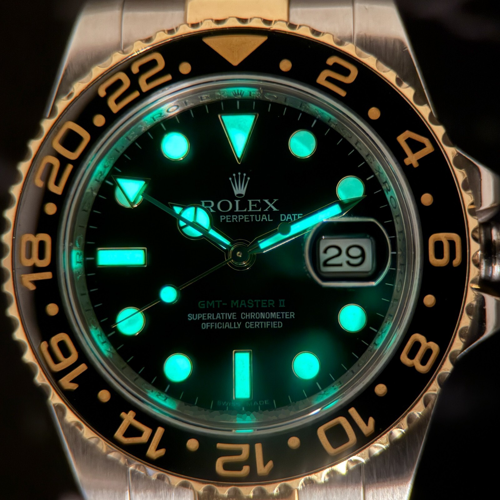 Rolex GMT-Master II 116713 40mm Ceramic Bezel Black 2-Tone 18k YG & Steel