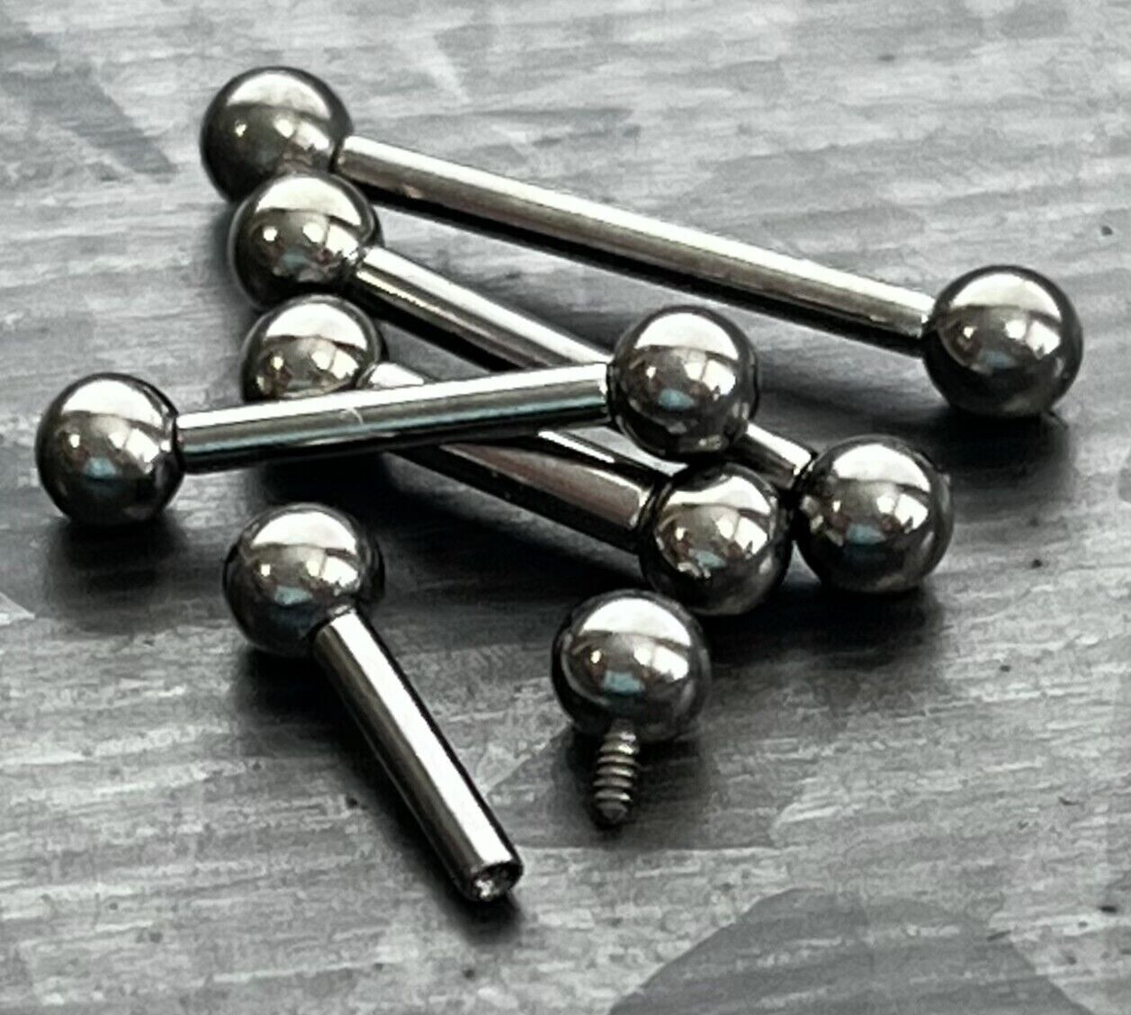 PAIR Internally Threaded Solid Titanium Barbells Tongue, Tragus, Nipple Rings