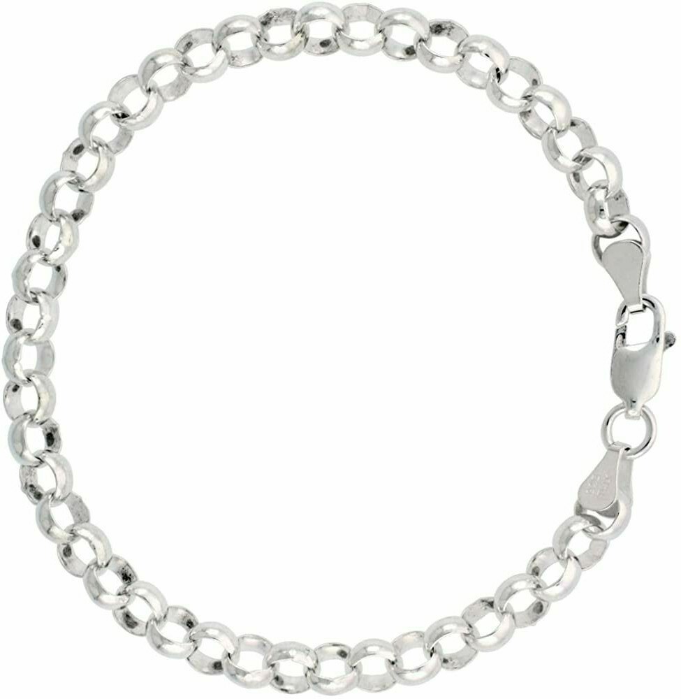 Sterling Silver Italian Rolo Chain Necklace Bracelet 6mm Thick Sizes 7~30 inch