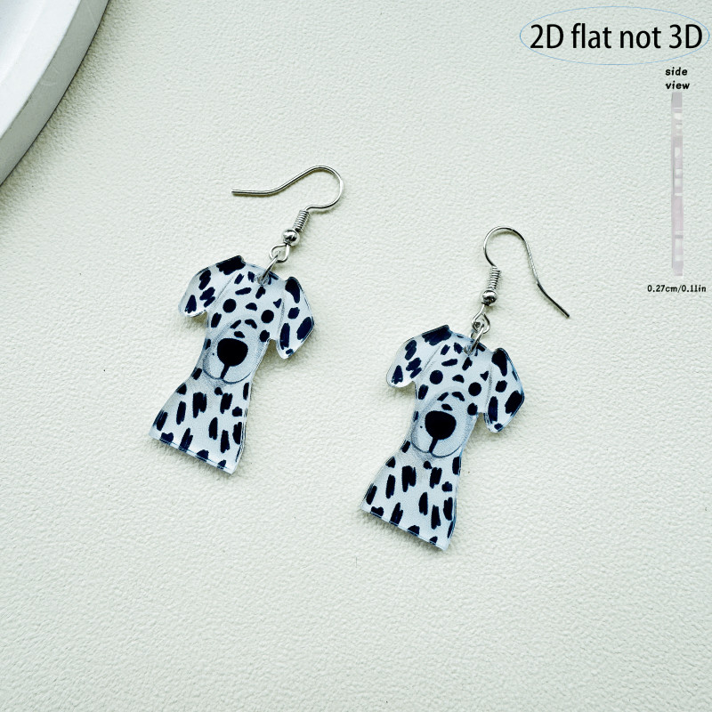 2D Flat – 9 Pairs of Cute Cartoon Colorful Acrylic Dog Pendant Earrings