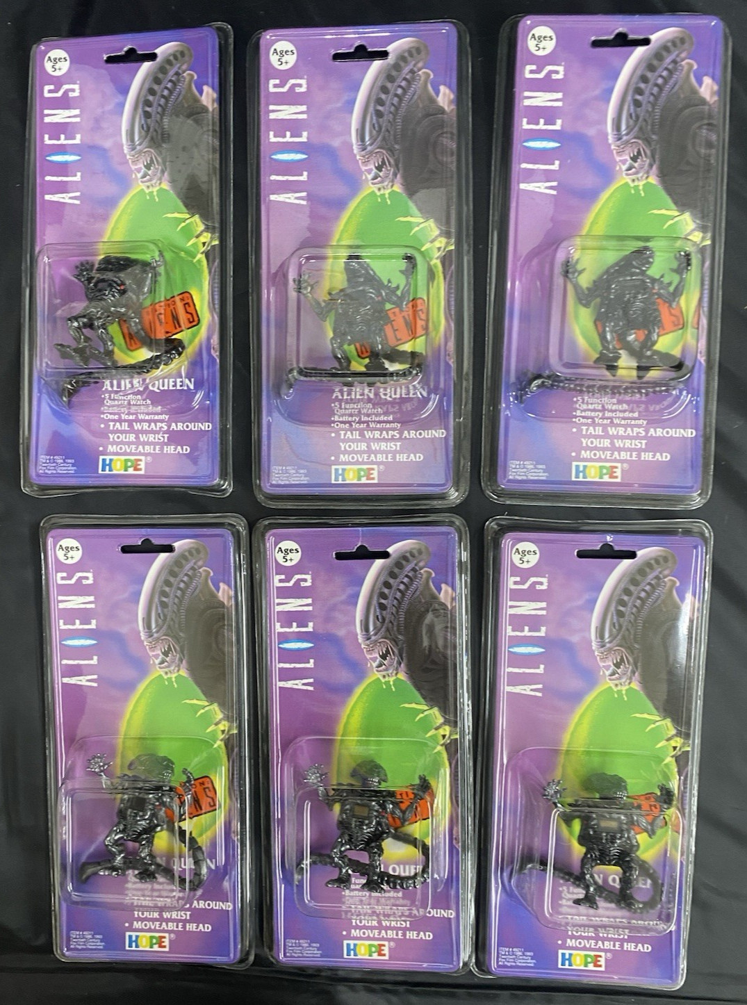 6 Pack Alien Queen Figure Digital Watch 1993 Vintage Old Stock