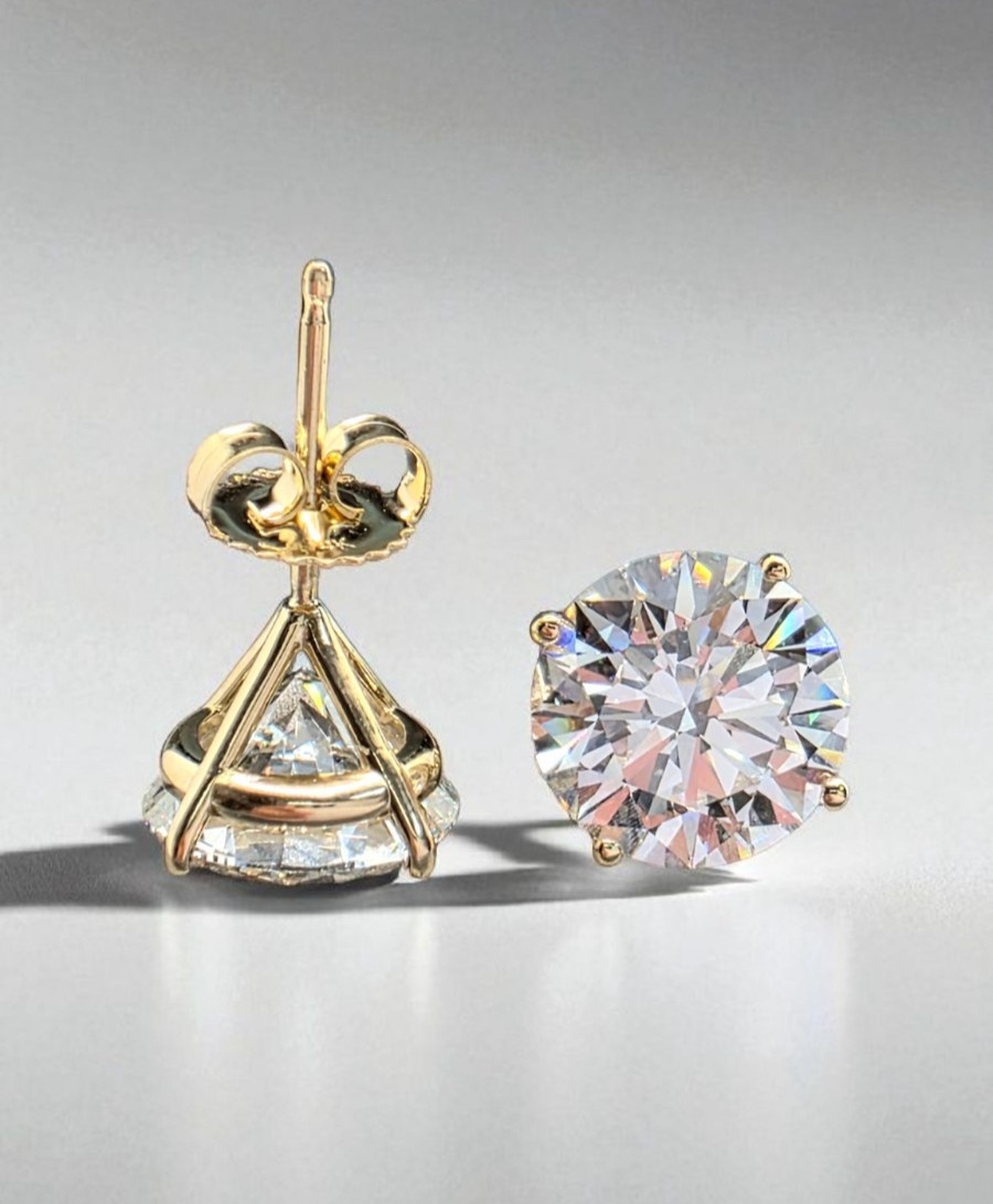 4.00 Ct D VS1 Round Lab Grown Martini Diamond Studs 14k Gold IGI Certified
