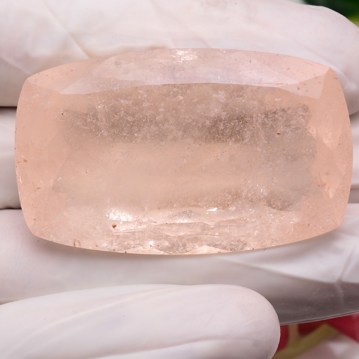 174 Cts Natural Morganite Unheated 48mmx29mm Cushion Cut Certified Huge Gemstone