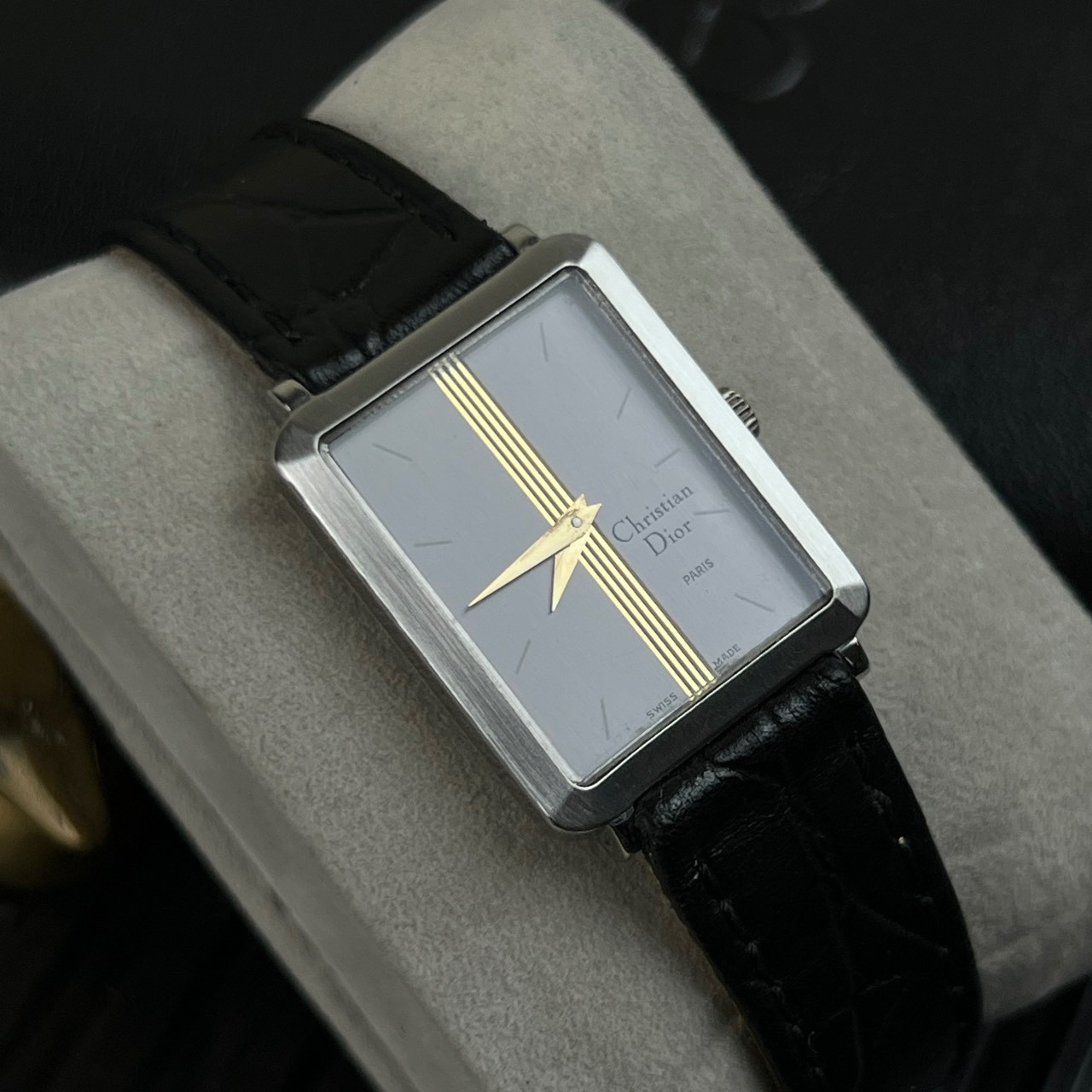 Vintage Christian Dior Rectangular Grey Dial Circa 1970 s’ Manual Winding