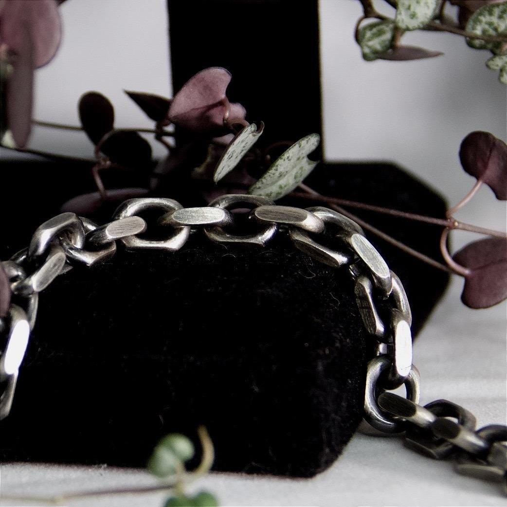 HEAVY VTG Biker Punk Gothic Sterling Silver 40g Italy 925 Anchor Link Bracelet