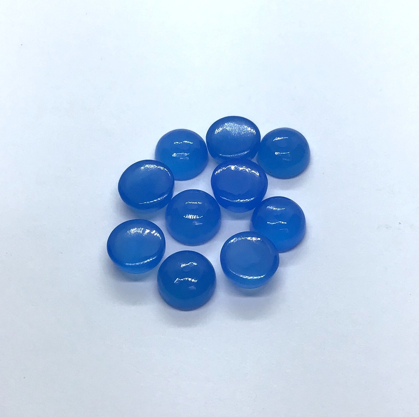 Round Flat Back Blue Chalcedony AAA Natural Loose Gemstone For Making Jewelry