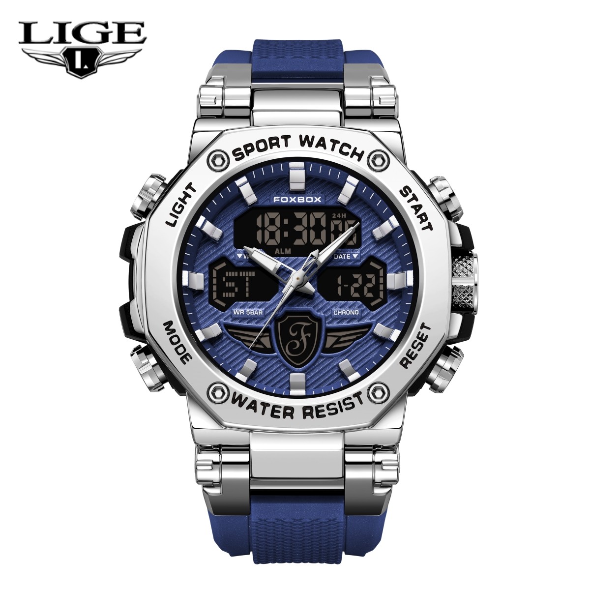 LIGE Men Sport Diver Big Watch Quartz Digital Waterproof Luminous Boy Wristwatch