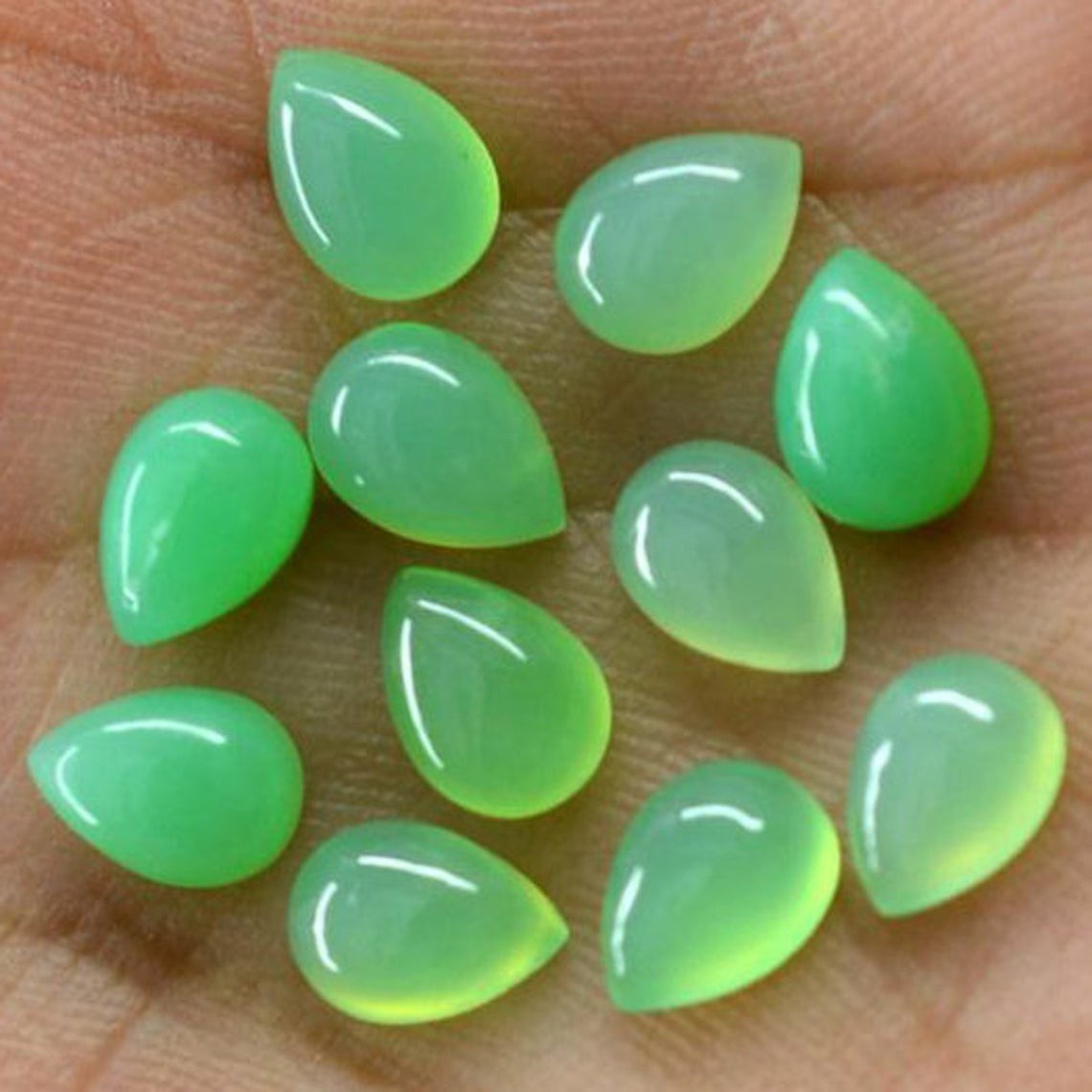 Natural Chrysoprase Pear Cabochon 5x7mm To 12x16mm Loose Gemstone