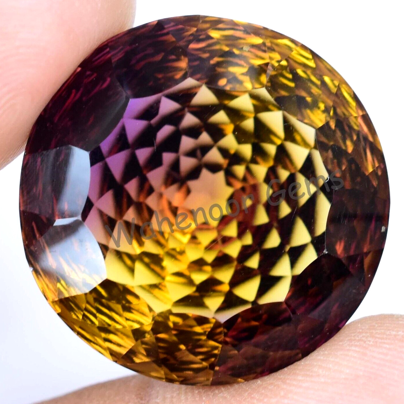 Flawless Natural Bi-Color Ametrine 41.05 Ct Round Certified Untreated Gemstone