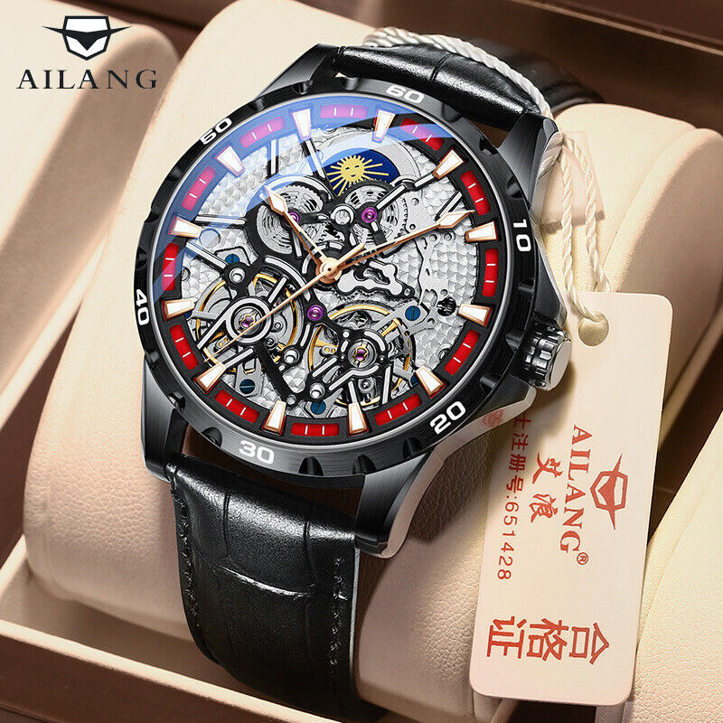 AiLang Men Watch Double Tourbillon Automatic Mechanical Wristwatch