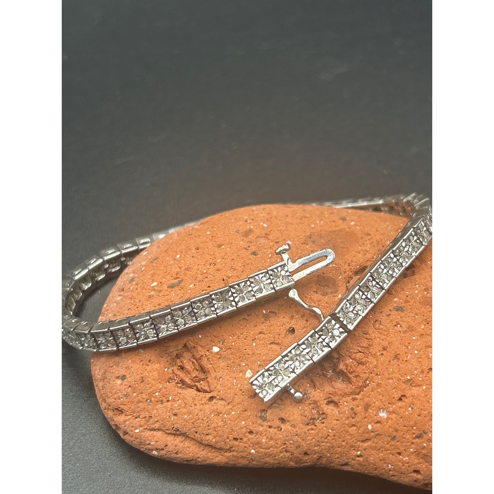 Signed MDJ 925 Sterling Silver Diamond Tennis Bracelet 200+ Diamonds 6.5″ Link